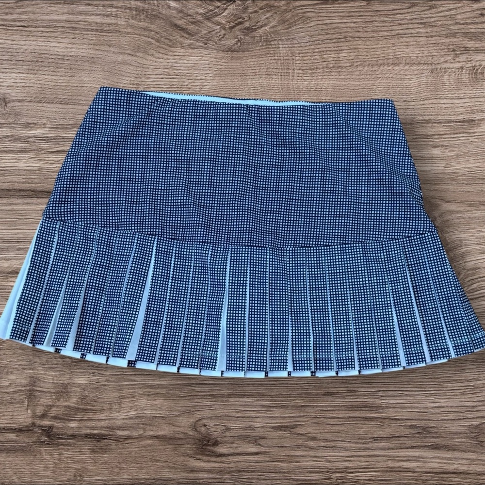Tory Sport Navy and Light Blue Pleated Mini Skirt